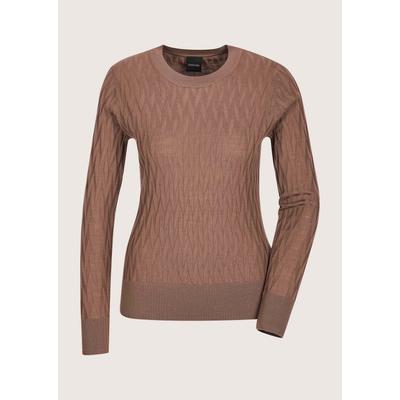 Longpullover MADELEINE "Feinstrickpullover Wollpullover mit grafischem Muster", Damen, Gr. 40/42, beige (mandel), Obermaterial: 100% Schurwolle WV., Modern, Pullover Longpullover, Struktur-Strickmuster