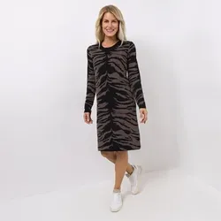 EVA LUTZ Strickkleid Rundhalsausschnit Jacquardstrick figurumspielend
