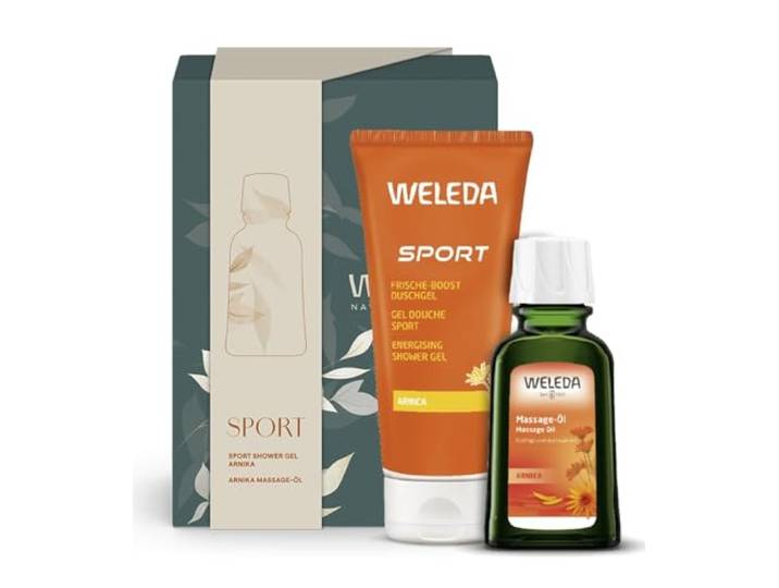 WELEDA Bio Geschenk Set - Naturkosmetik Pflege Geschenkset bestehend aus Sport Frische-Kick Duschgel & Arnika Massageöl. Optimal und ein Must-Have zur täglichen Körperpflege nach dem Sport