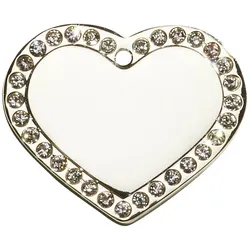 Adressanhänger mit Gravur - Herz mit Strass - groß - silber