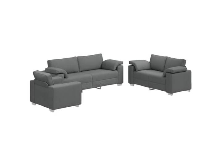 Todiikf Sofa Set 3-Teilig Dunkelgrau Leinen 6-Sitzer Couch Garnitur Bequemes Polstermöbel Set fürs Wohnzimmer, atmungsaktiver Stoffbezug mit stabilen Füßen und Metallrahmen.