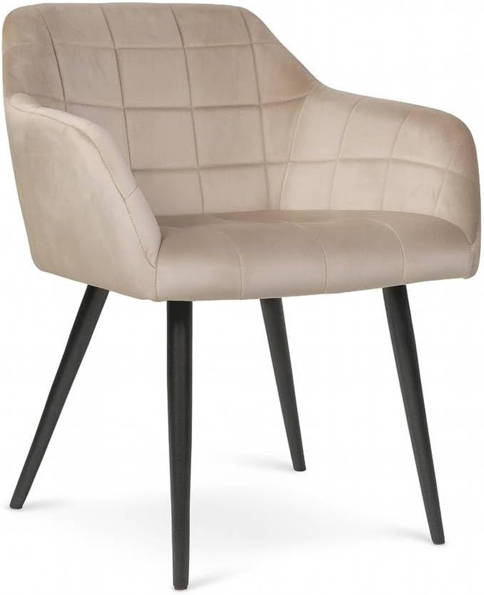 Eetkamerstoel Barbara met armleuning in taupe velvet