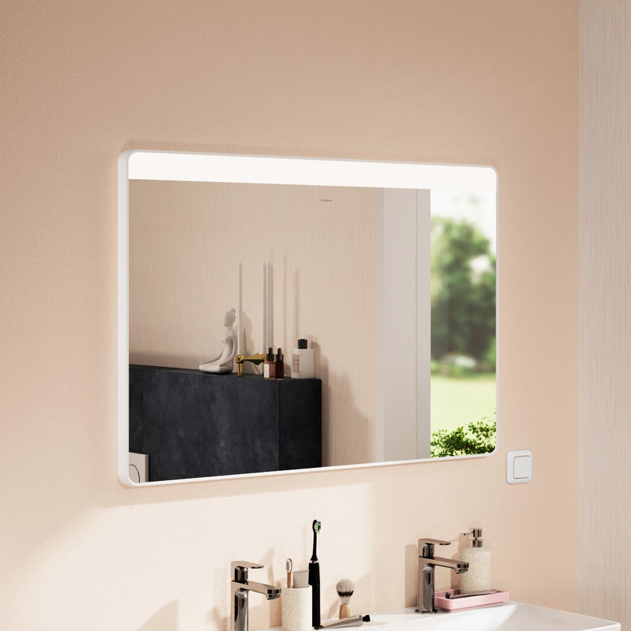 Hansgrohe Xarita Lite Q Spiegel mit horizontaler LED-Beleuchtung 1000/30 für Wandschalter