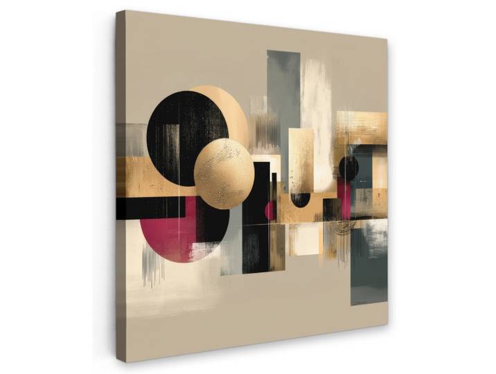 LEINWANDBILD Abstrakt - Formen - Beige - Texturen Wandbild Wohnzimmer 50x50 cm