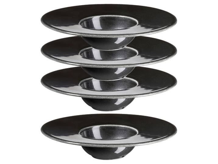 Mäser Tellerset Angry, Schwarz, Keramik, 4-teilig, stapelbar, Geschirr, Teller, Teller-Sets