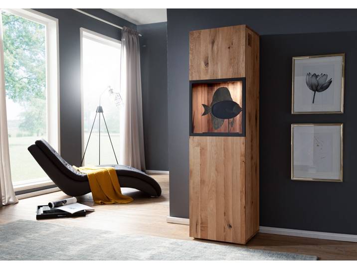 Vitrine 50x43 Chênes sauvage et lombard huilé Bois naturel FRANKFURT #112