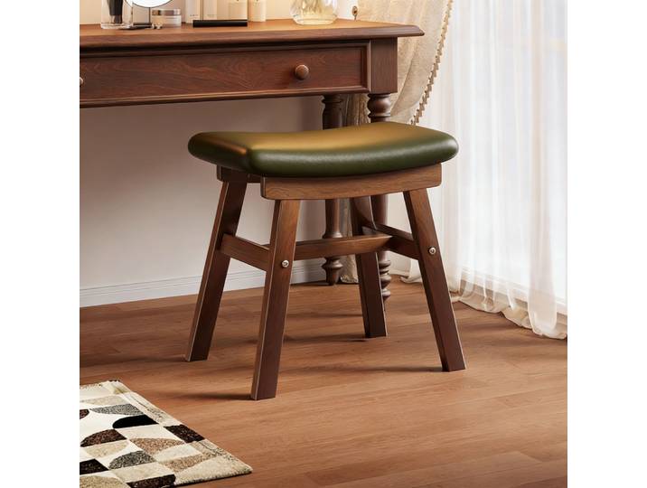 Tabouret moderne en bois pour coiffeuse, chaise de maquillage rembourrée, repose-pieds, tabouret selle, tabouret carré domestique