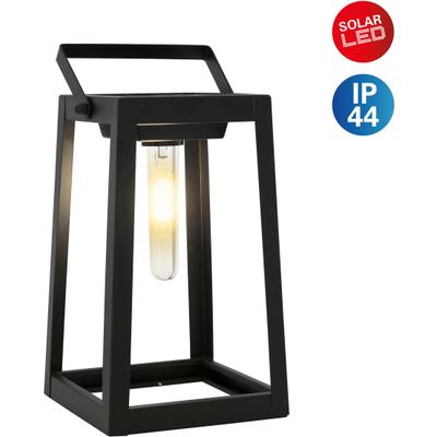 LED Solarleuchte NÄVE "Camping", schwarz, B:15cm H:25,5cm L:15cm, Leuchten, incl. 1x LED warmweiß, mit Henkel, schwarz, h: 25,5cm
