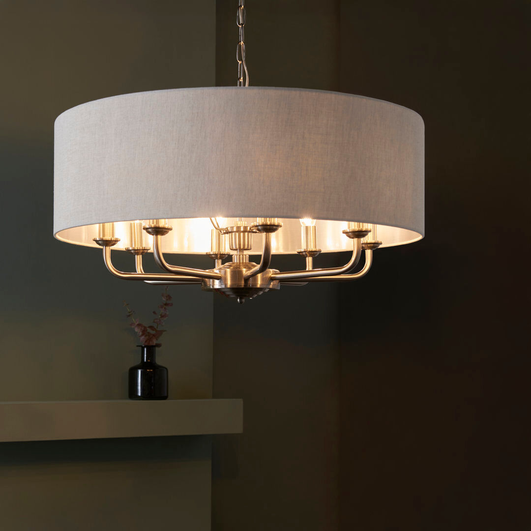 Fairmont Park Landover 8 Light Chandelier Brushed Chrome/Natural