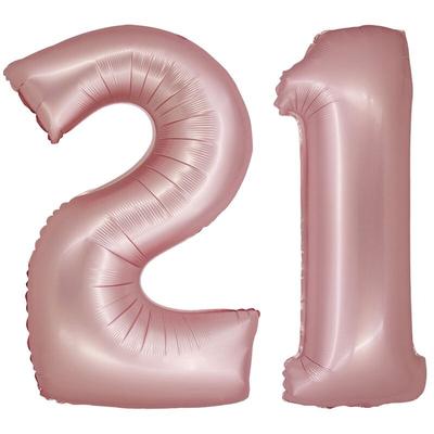 XL Folienballon roségold rosa Zahl 21
