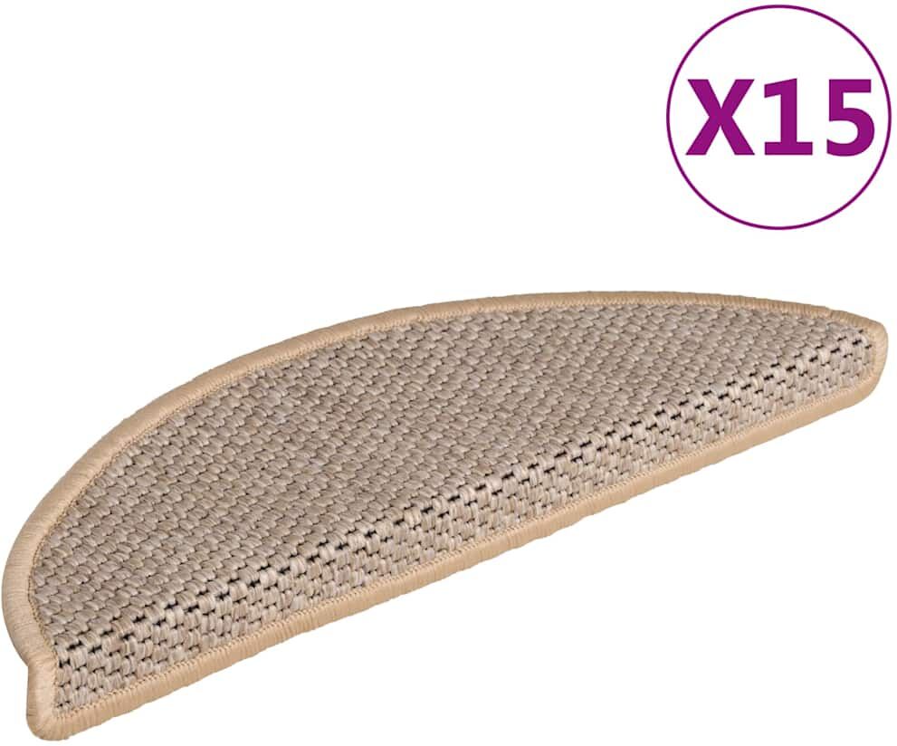 vidaXL Alfombrilla autoadhesiva escalera sisal 15 uds beige 56x17x3 cm Beige