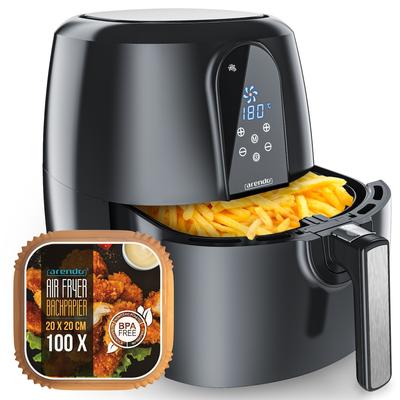 Arendo Heißluftfritteuse XXL Airfryer 5,2 Liter, bis 200 Grad, 3D Umluftsystem, Display, 1800 W, Fritteuse, Heissluftfritteuse, Frittieren ohne Öl
