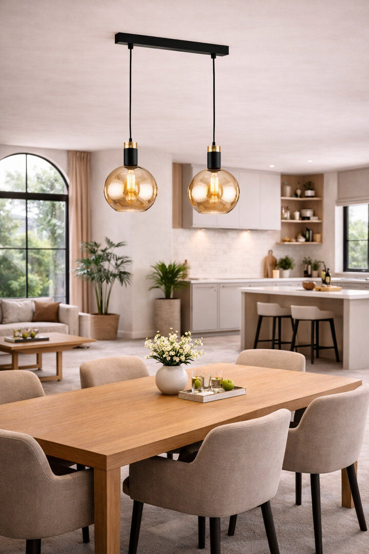 Brayden Studio - Light Matte Black Pendant Matte Black 120cm H x 55cm W