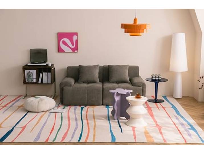 MILYsofa Modulares 2-Sitzer-Sofa, Chenille-Bezug Aschbraun, Abnehmbare Kissenbezüge (Aschbraun, 2-Sitzer)