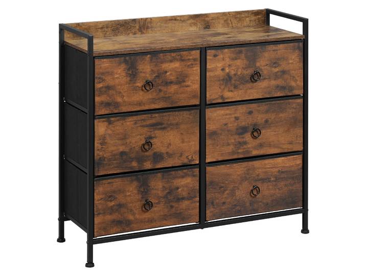 WOLTU Commode avec 6 tiroirs en tissu, meuble de rangement pour salon, couloir, chambre à coucher, décoration intérieure