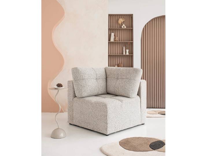 MIUFORM Lulu Canapé modulable 1 place - 91 x 91 cm - Sel et poivre - Canapé-lit Canapé modulable