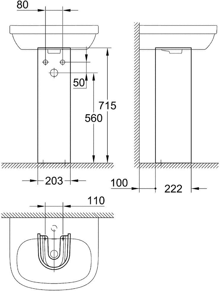 Grohe Euro Keramik Standsäule für Waschtisch