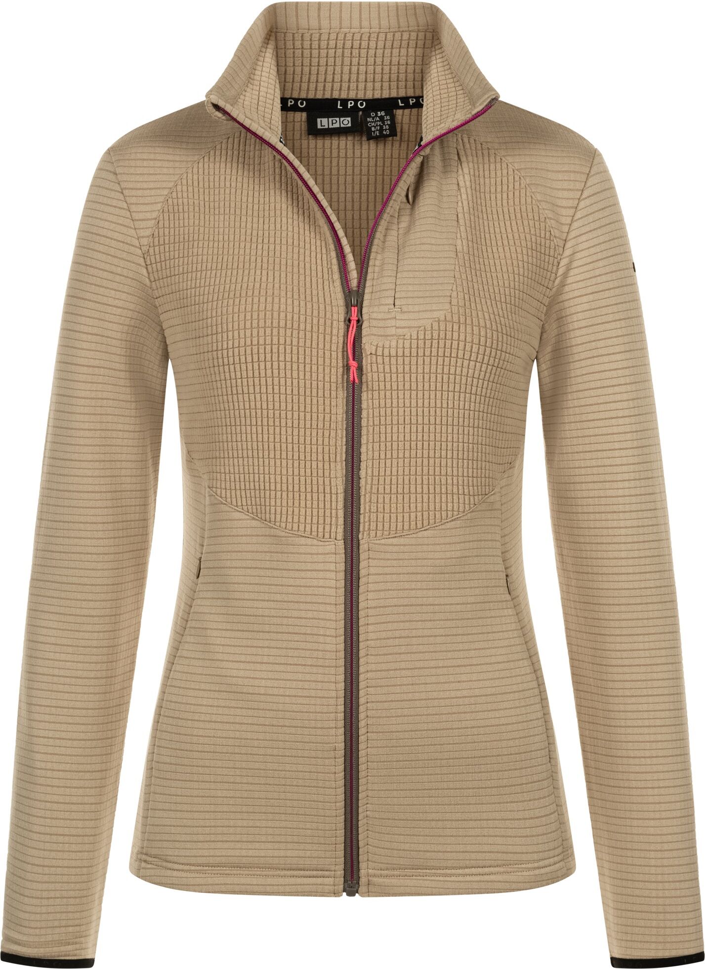 Fleecejacke LPO "Da-Fleecejacke Perle", Damen, Gr. 40 (M), beige (grün), Fleece, 93% Polyester, 7% Elasthan, regular fit hüftbedeckend, gerader Abschluss mit Gummizug, Jacken Fleecejacke, Superweich, Gitterstruktur, Brusttasche grün 40 (M)