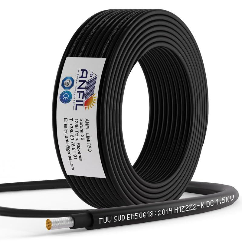 Zonnepaneel Verlengkabel 6mm² – PV Kabel H1Z2Z2-K Rood & Zwart, 1800V DC, Dubbele Isolatie, UV- & Weerbestendig, Solar Kabel voor Zonnepanelen en Omvormers