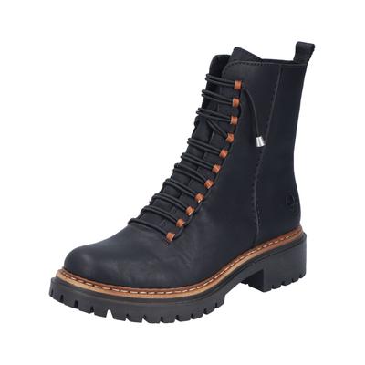 Schnürstiefelette RIEKER "Rieker Stiefelette Lederimitat", Damen, Gr. 36, schwarz, Lederimitat, Schuhe Schnürstiefelette