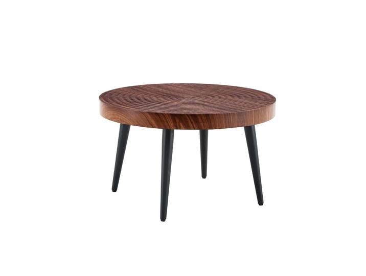 Table basse bois foncé plateau 5 cm + cernes visibles