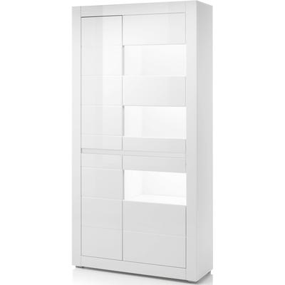 Vitrine HOME AFFAIRE "Carat", weiß (weiß, weiß hochglanz), B:100cm H:198cm T:35cm, Schränke, Vitrine, Höhe 198 cm, zwei Leisten angeliefert, 1 x grau, 1 x weiss