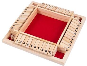 JoyToys Wooden Dice Board Game For 4 Players Shut The Box Family Game With Flaps & Dices   Fun Interaction & Entertainment red