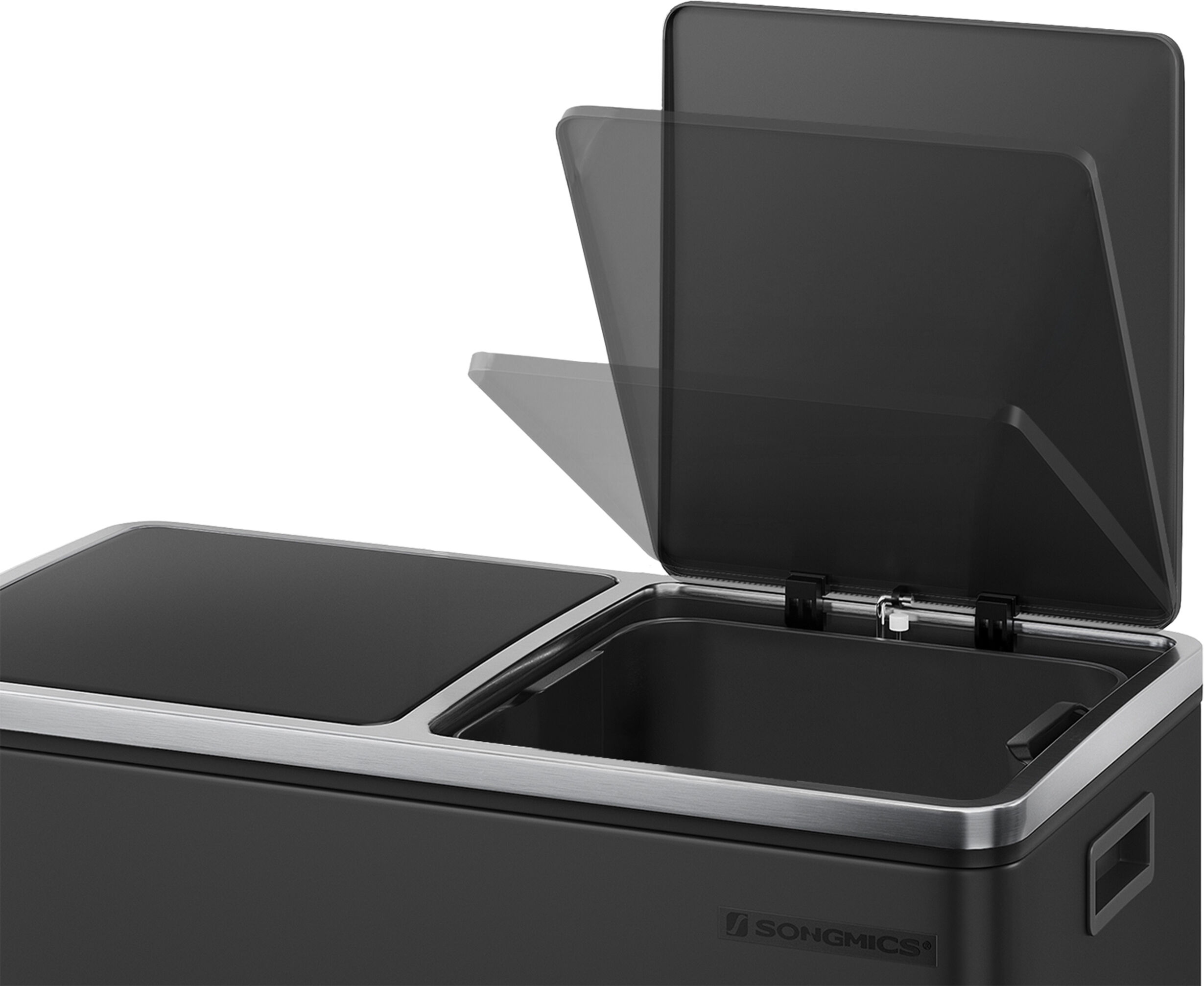 SPRINTIS Poubelle à pédale 2 x 30 litres, Softclose noir, acier, PP, Plastique ABS, PE