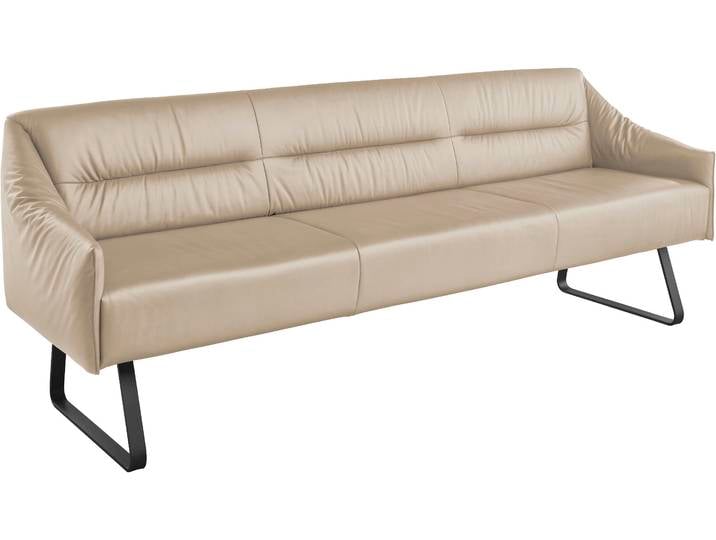 Essbank MUSTERRING JustB SP500 , beige (desert), B:262cm H:86cm T:70cm, Sitzbänke, Essbank, Metallkufe schwarz, verschiedene Farben, Breite 220 oder 250 cm