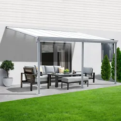 Terrassenüberdachung Aluminium 495 cm als Bausatz Sichtschienen und Hohlkammerplatten Weiß