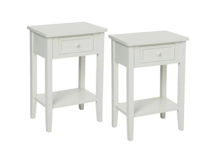 Lot de 2 tables de chevet 1 tiroir  Charme  Blanc Atmosphera