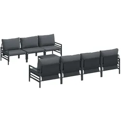 vidaXL Garten-Sofa-Set mit Kissen 8 pcs Anthrazit Stahl & Gewebe