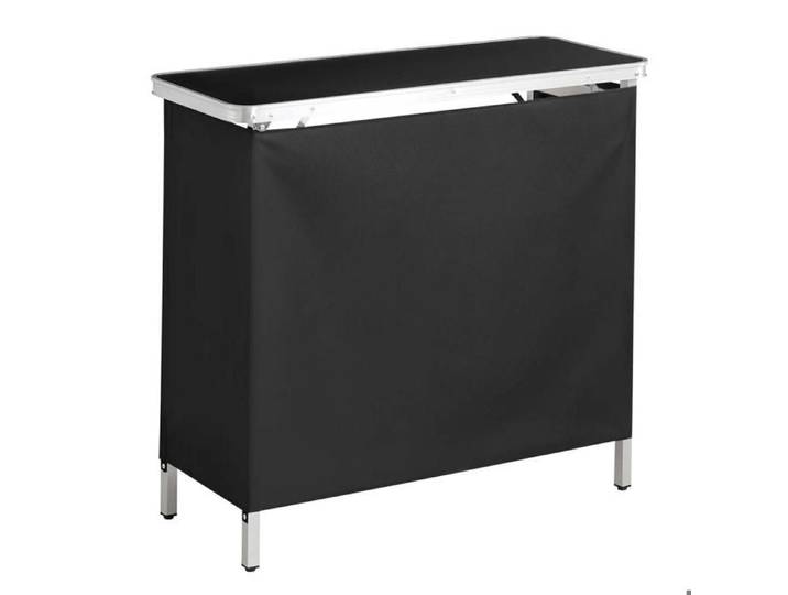 Montage rapide table de bar pliante portable avec étagère de rangement jupe amovible et sac de transport