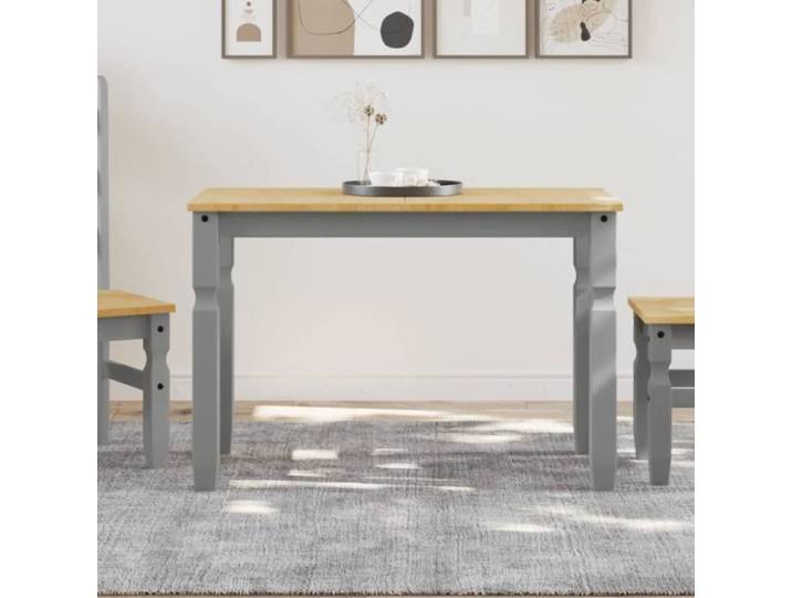 Table à manger - KEEN SO - Corona - Bois massif de pin - Gris - 112x60x75 cm