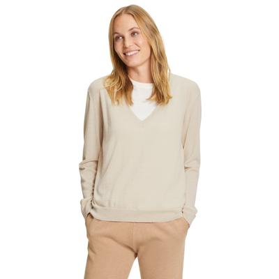 Strickpullover FALKE "FALKE Pullover", Damen, Gr. XS, beige (beige meliert (4043)), Pullover Strickpullover