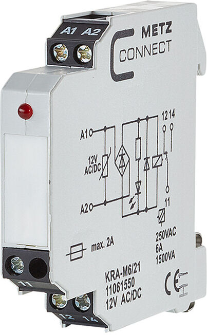 BTR NETCOM Bloc de connexion 1W KRA-M6/21 12AC/DC ; Metz Connect (11061550)