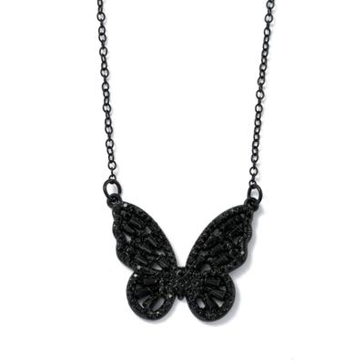 Kette mit Anhänger "Schmuck Geschenk Kupfer Halsschmuck Halskette Schmetterling", schwarz, ANISTON JEWELRY & WATCHES, Halsketten, Damen, Kupfer, L: 45 B: 1mm, Made in Germany - mit Glasstein, B:1mm