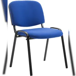 Décoshop26 - Stapelbarer Besucherstuhl für Wartebereiche blauer Stoffbezug 4-beiniges schwarzes Metallgestell 10_0003402