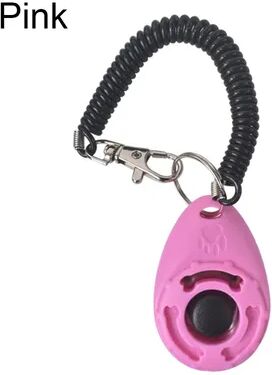 Quick Pick Pro Adjustable Dog Training Clicker With Wrist Strap & Keychain For Positive Pet Training pink