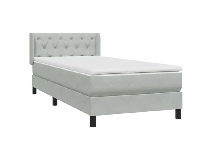HMDNGOUT Boxspringbett mit Matratze Hellgrau 80x220 cm Samt, Taschenfederkernmatratze 80x220, verstellbares Kopfteil, inklusive Lattenrost