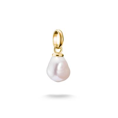 Charm Perle THOMAS SABO "Charm Süßwasserzuchtperle - Connect", gold (gelbgoldfarben, weiß), Charms, Damen, Perlen, Silber 925 (recycelt), mit Süßwasserzuchtperle