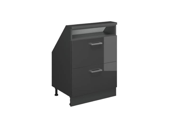 Vicco Dachschrägenschrank Rion, Anthrazit Hochglanz/Anthrazit mit 2 Schubladen