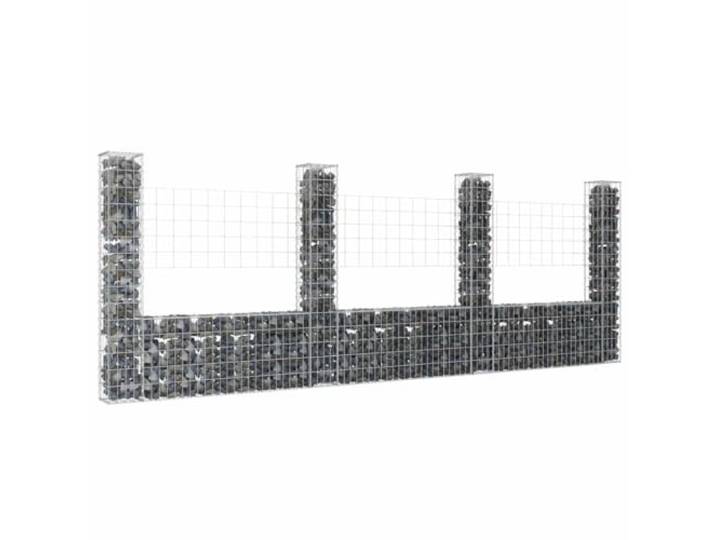 LPERTGFHU Gabionenkorb U-Form Eisen Steinkorb Gartenmauer 380x20x150 cm Witterungsbeständig, 4 Säulen, Robuste 3.5 mm Drahtstärke