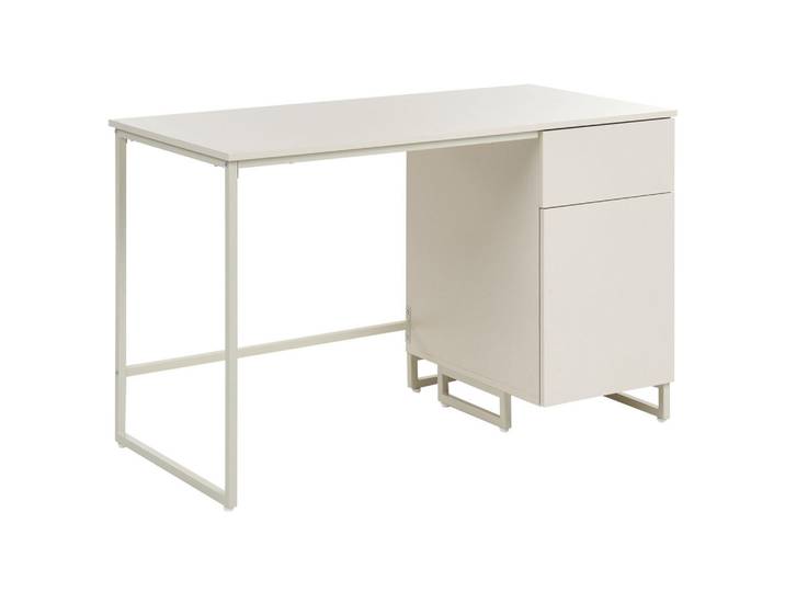 Beliani Schreibtisch Hellbeige 120/60 cm mit Schubladen Lexton, Beige, Rechteckig, 120x75x60 cm, Büromöbel, Schreibtische, Schreibtische