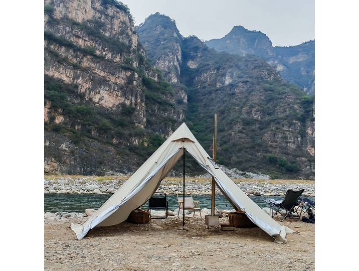 Tente chaude PAKICETUS avec cheminée et jupe anti-neige, espace habitable de 1,60 m à 2,20 m, pour 2 à 4 personnes, tente de randonnée 4 saisons, Tipi Ten