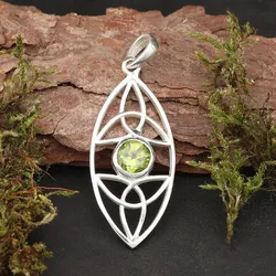 Drachensilber Peridot Edelstein keltischer 925 Silberschmuck Anhänger - Silber;Grün