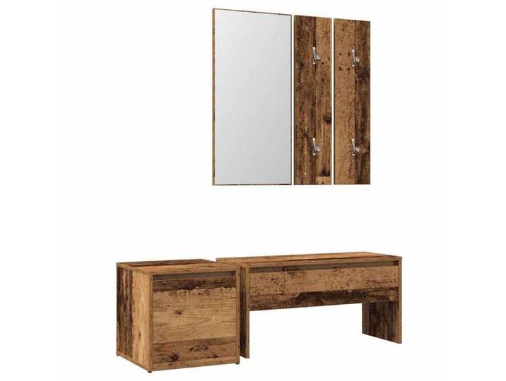 BEST-HOME Ensemble de meubles de couloir banc d'entrée banc à chaussures vieux bois bois d'ingénierie 2parcel4654