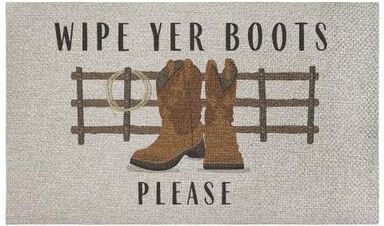 "Stupell Wipe Yer Boots Please Outdoor Door Mat, design by Darlene Seale, 18""x30"""