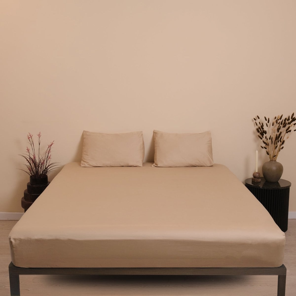 Sheetz Happen Hoeslaken Beige Katoensatijn 140x200x30 cm
