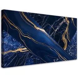 LEINWANDBILD Abstraktion aus blauem Goldmarmor 100x50cm